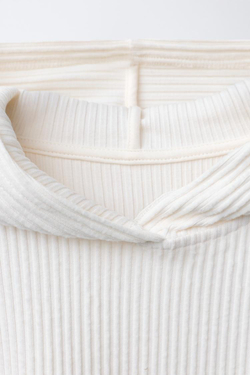 ZARA ХУДИ В РУБЧИК ИЗ МЯГКОЙ ТКАНИ, ЭКРЮ