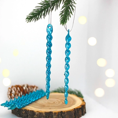 Подвеска «Волшебная сосулька» 13 см (набор 6 шт), Голубой