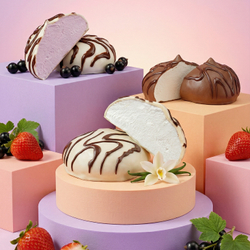 МИКС Нежное суфле в глазури, 3шт: Клубника, Смородина, Ваниль