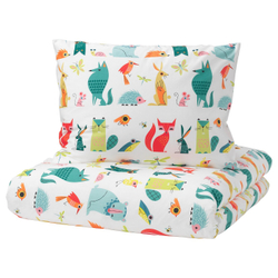 IKEA LATTJO  (ИКЕА ЛАТТЙО)  -  Пододеяльник и наволочка, животное/мультиколор, 150x200/50x60 см