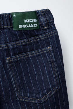 ZARA ДЖИНСЫ BAGGY В ПОЛОСКУ, СИНИЙ