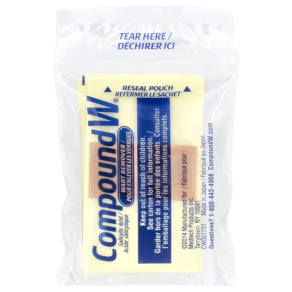 Compound W, Средство для удаления бородавок, One Step Invisible Strips, максимальная сила действия, 14 лечебных полосок