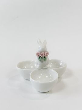 Менажница 3 ячейки "Лесные кролики", 11,5х9,5 см, цвет белый