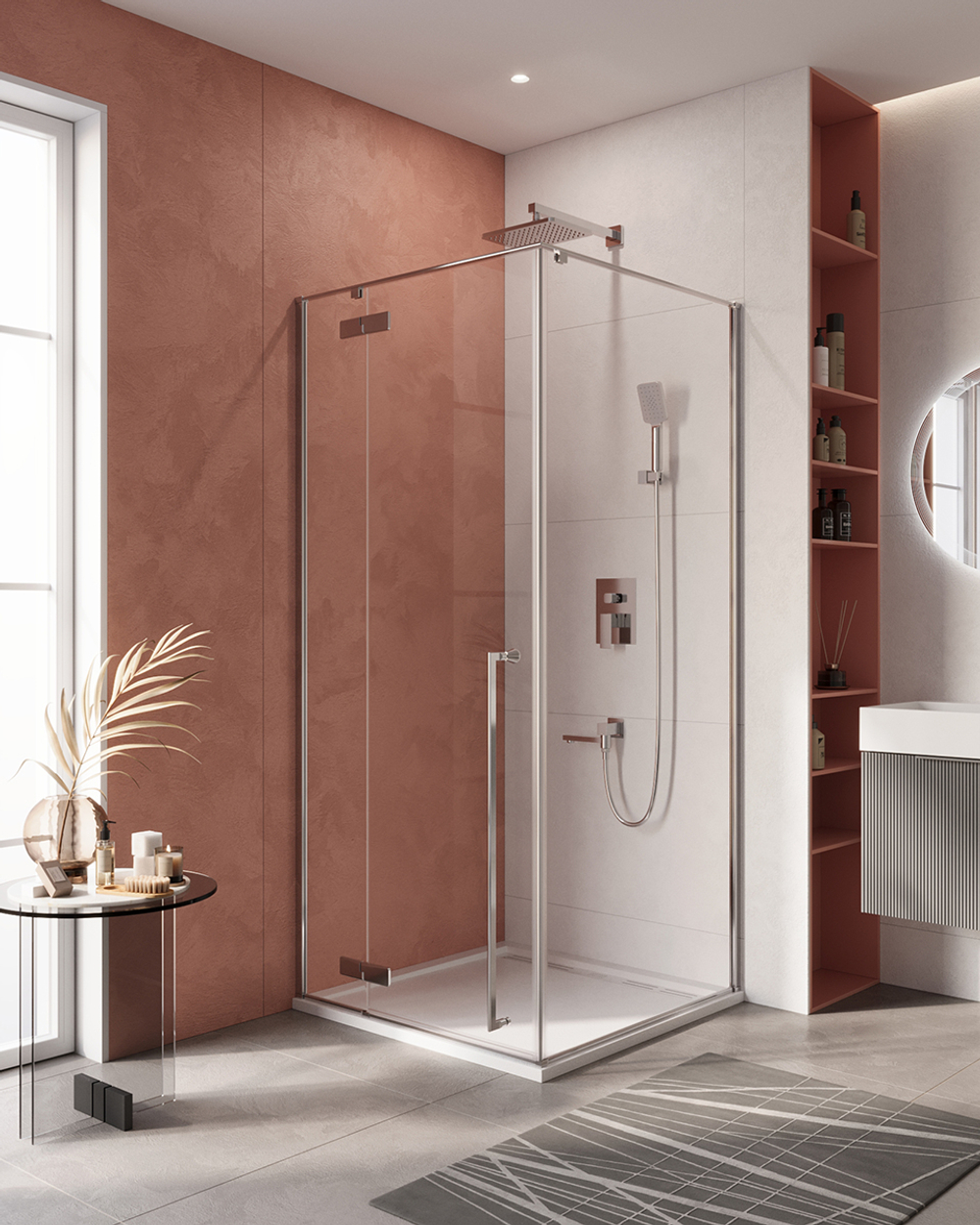 Душевой уголок Cezares LINER-A-1-100-C-Cr-L, 100х100х195, левосторонний, профиль хром, стекло прозрачное