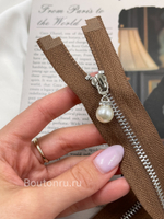 Молния коричневая серебро жемчуг