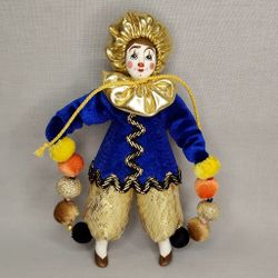 Ёлочная игрушка Клоун в золотом берете