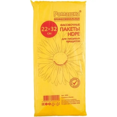 Пакеты фасовочные Ромашка Профессиональные 22Х32Х7мкм,500шт\пач,10пач\меш.