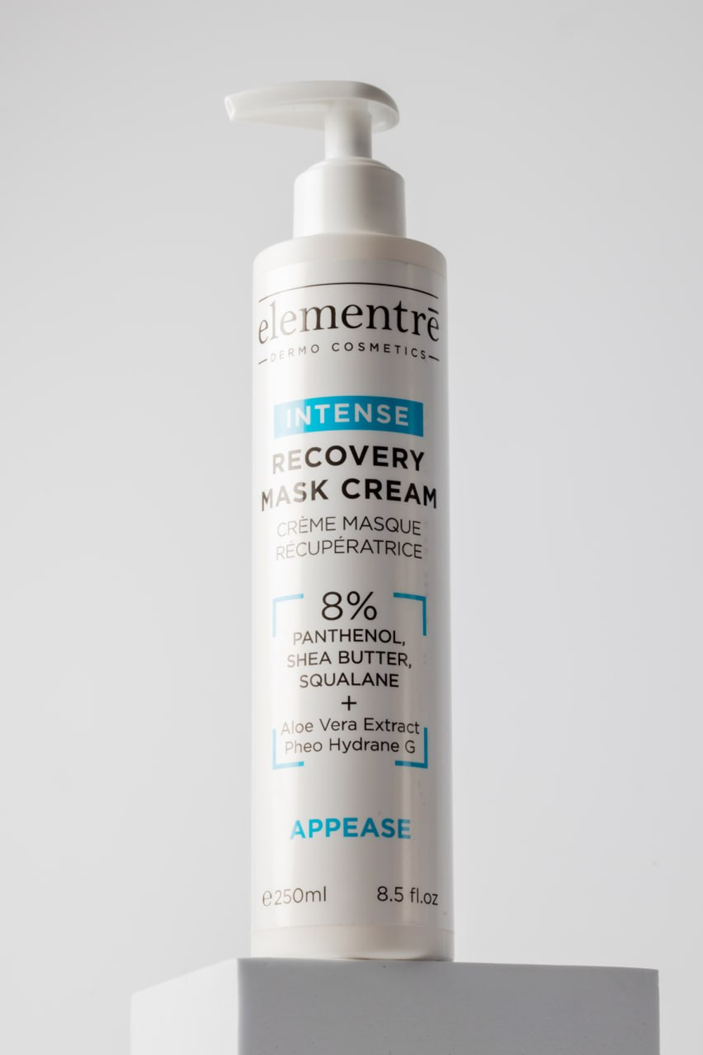 Восстанавливающая крем-маска - 8% PANTHENOL, SHEA BUTTER & SQUALANE RECOVERY MASK CREAM 250 ml от Elementrè Dermo Cosmetics, Швейцария, интенсивно успокаивает и восстанавливает кожу, глубоко питает и увлажняет, помогает уменьшить сухость и покраснение, способствует восстановлению после процедур, делает кожу более мягкой, гладкой и комфортной