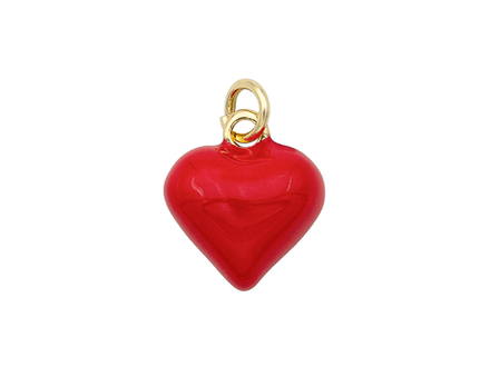 Подвеска Сердце с эмалью (объемная, двусторонняя), 14мм