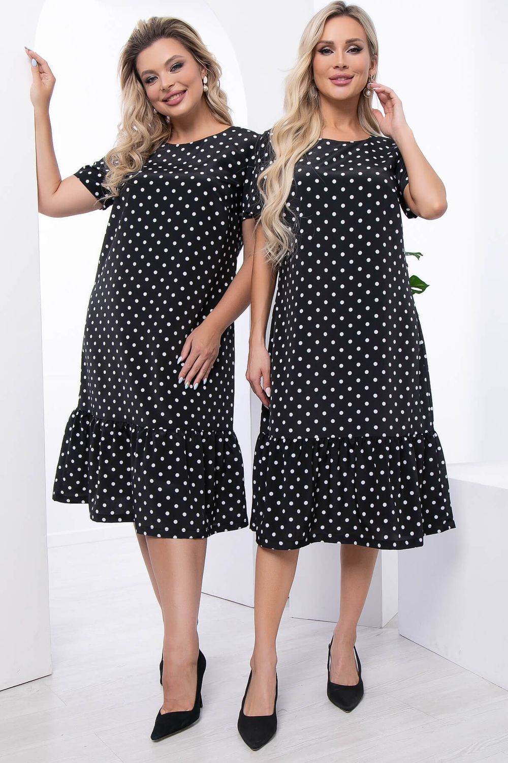 Платье "Эжени" (блэк/горох) П7061 LT Collection (Акция)