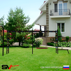 Уличная шведская стенка Sv Sport рукоход х 2 с комплектом турник прямой У55233.2 (Брусья/Скамья/Гнездо 115см/Кронш бокс)