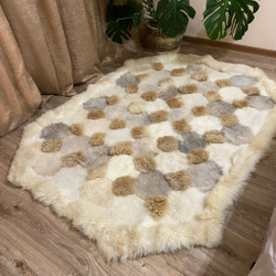 Ковер прямоугольный натуральный мех овчина, 180 х 130 см.
