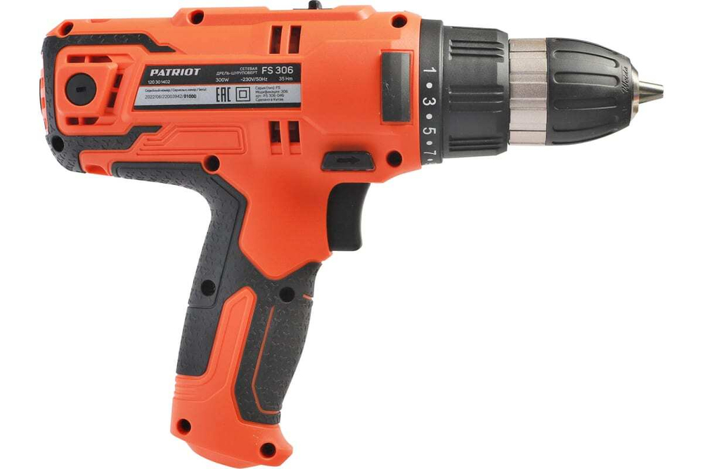 Сетевая дрель-шуруповерт Patriot FS 306 120301402, 0-400/0-1390 об/мин, 1.2 кг