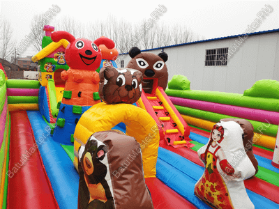 Коммерческий надувной батут "Маша и Миша" 10*6*3 м