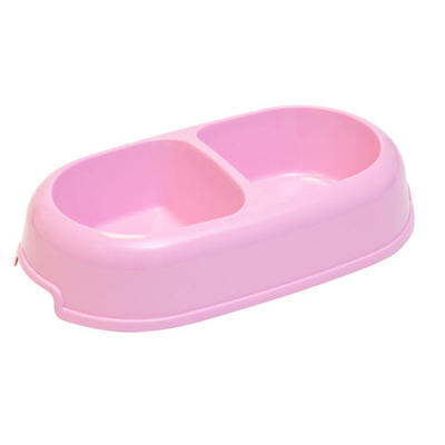 Миска пластиковая двойная "Мармелад", розовая, 2*0,25л, Gamma