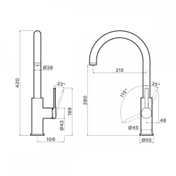 Смеситель Okawa 2 Plus-LG нерж. сталь/светлое золото