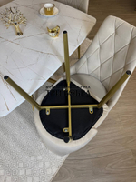 Раздвижной стол "Квадро", белый каспий и 4 стула "Лондон" бежевые