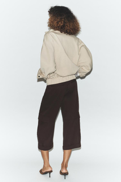 ZARA БОМБЕР ОВЕРСАЙЗ С ВЫСОКИМ ВОРОТНИКОМ, РЫЖЕВАТО-КОРИЧНЕВЫЙ