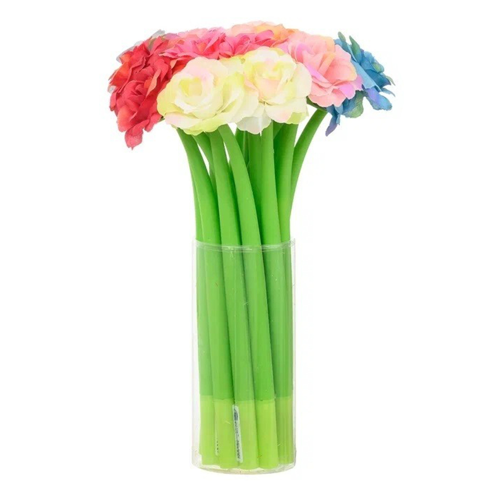 Ручка шариковая, Basir, синие чернила, серия "РОЗА", наконечник в форме цветка, 16 шт