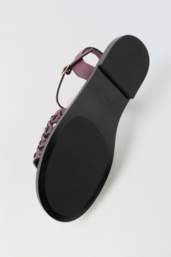 ZARA БОСОНОЖКИ С РЕМЕШКАМИ ИЗ ШНУРА, ГРАНАТОВЫЙ