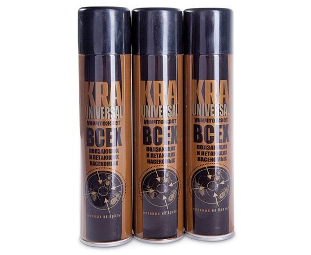 Аэрозоль KRA universal 500мл (650см3) От ВСЕХ: тараканов, клопов, ОС б/з Ваше хозяйство (дихлофос)