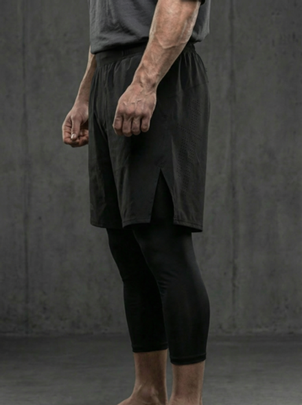 Шорты тренировочные двойные LEGENDA Gym Tigh черные