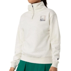Женская теннисная куртка Asics Court Core Graphic Half Zip - soft oat heather