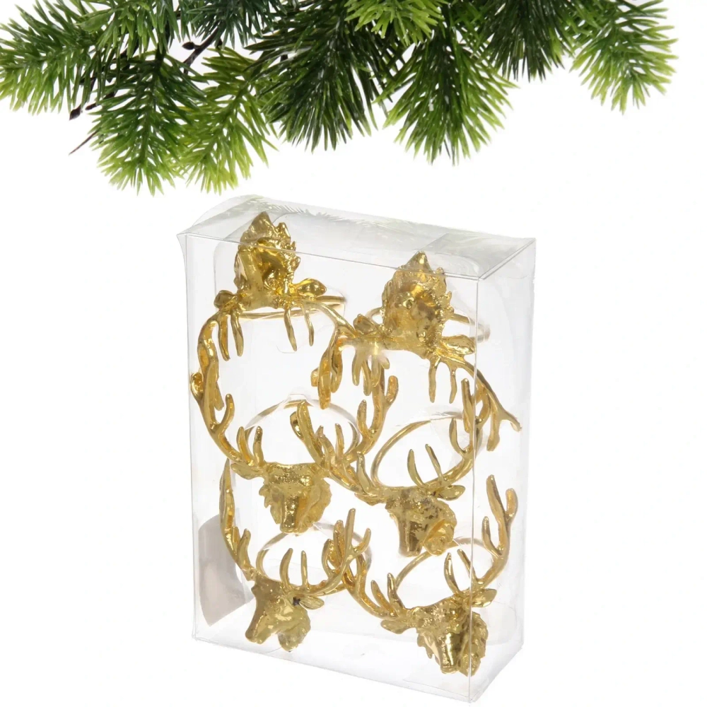 Набор колец для салфеток 6шт «Олень» 7*6см, золото