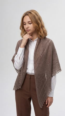 Оренбургский пуховый платок П3-130-03 серый