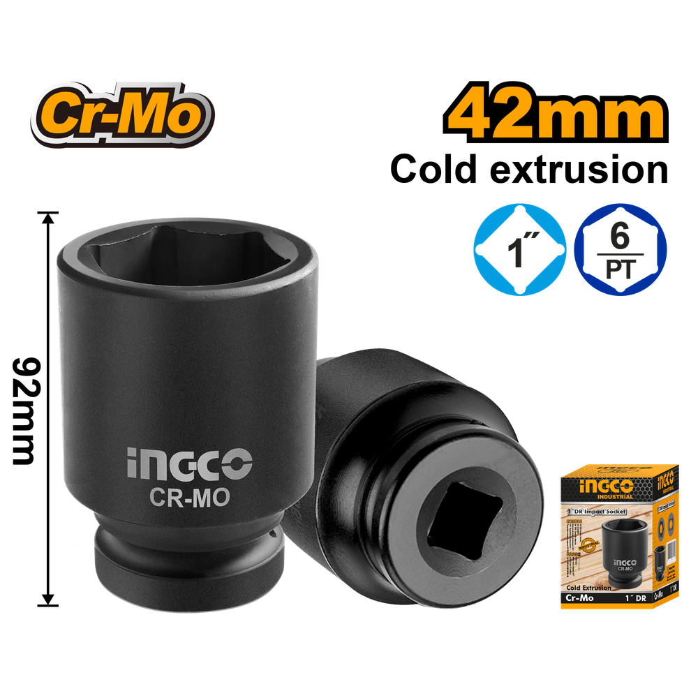 Головка торцевая ударная INGCO HHIS0142L INDUSTRIAL 1&quot; 42 мм