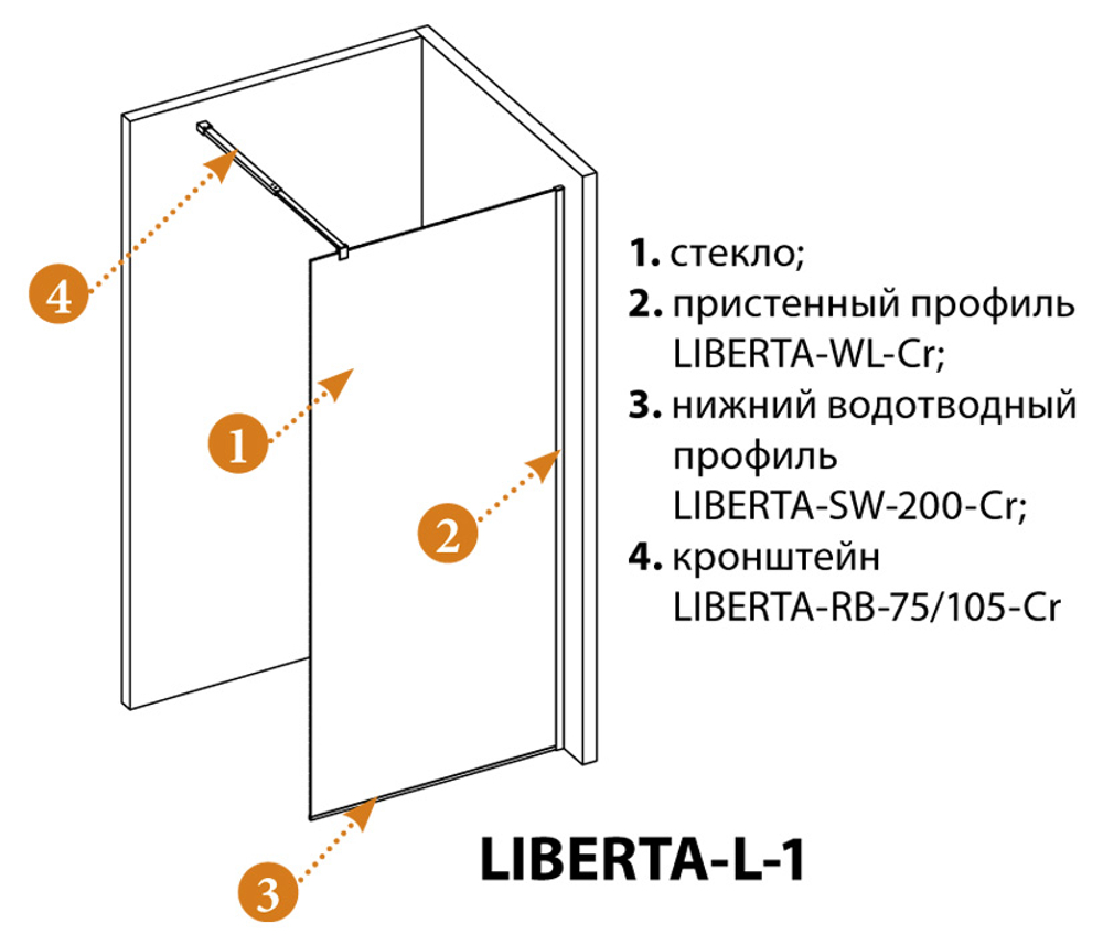 Душевая перегородка Cezares LIBERTA-L-1-105-C-NERO
