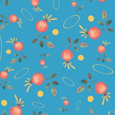 Фантазия на тему шиповника на синем фоне