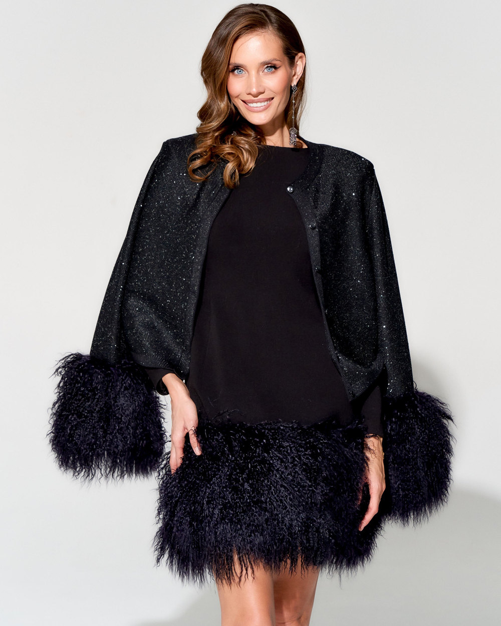 Кардиган Jadore с меховой отделкой ламы