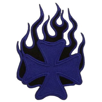 Нашивка Крест в огне 70 х100 (синий)