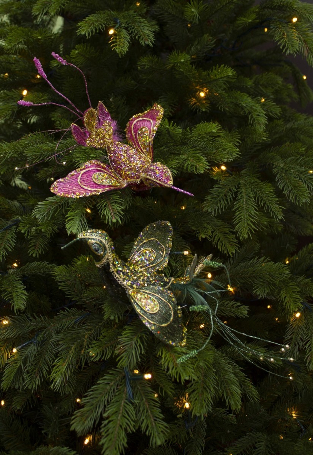 Птица на клипсе 21х36см House of Seasons зеленая/розовая в ассортименте 2 вида