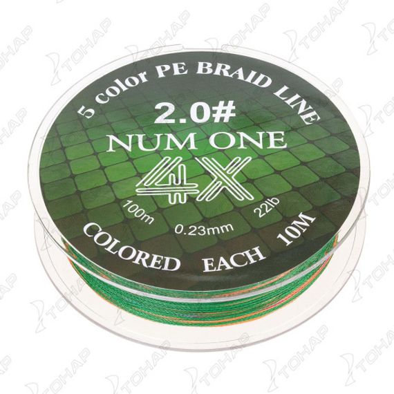 Шнур NUM ONE PE4X-100M 2.0#/0,235 mm Multi Colour Ryobi
