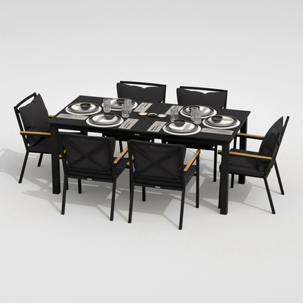 Обеденная группа Ideal Patio  ДОЛЛА ФЕСТА плюс каркас карбон, стол алюминий 180, ткань антрацит