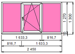 Пластиковое окно 1270 х 2450 ТермА Эко