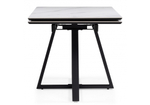 Керамический стол Woodville Памелла 140(200)х80х75 белый мрамор snow white, черный, ножки черные