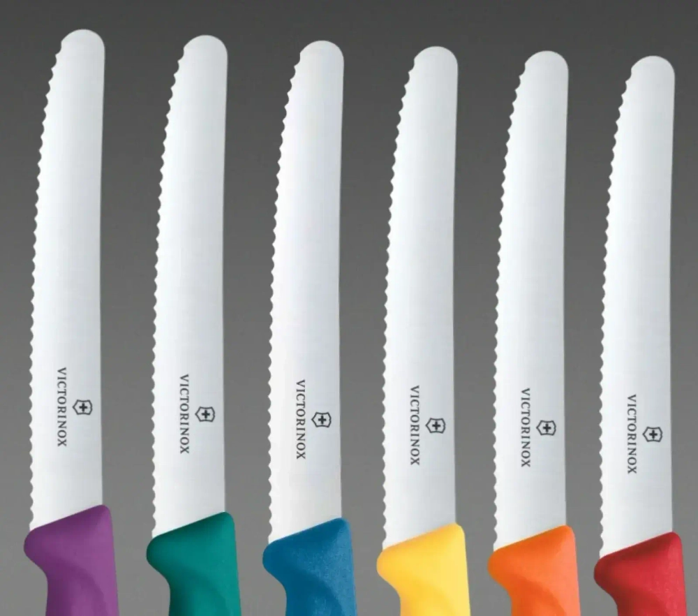 Набор Victorinox кухонный, 6 ножей, лезвие 11 см волнистое, цвет ассорти, европодвес