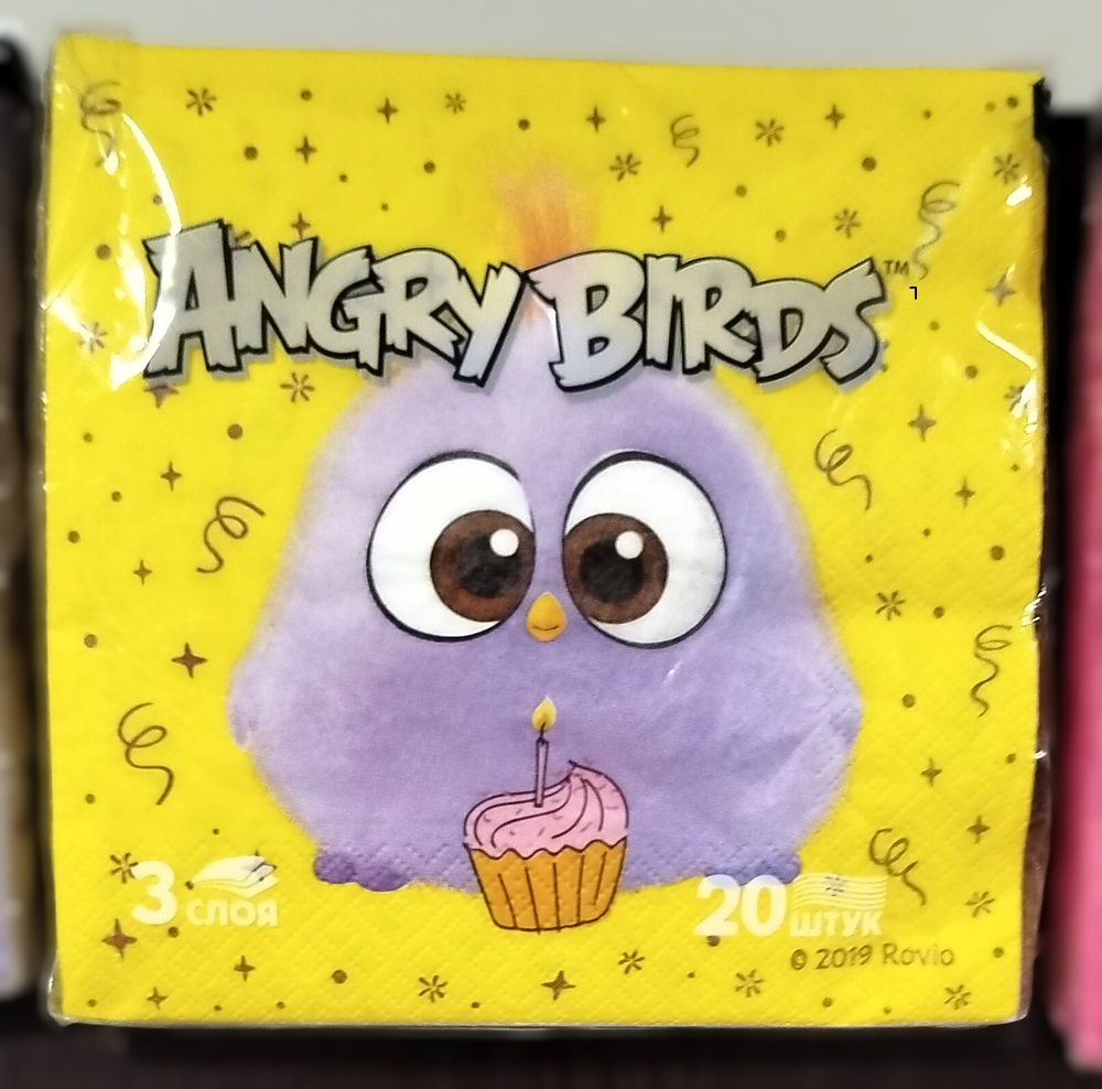 Салфетки Angri Birds 33х33  3-сл "Коллекция" (20л/12уп) МИКС (Коктейль+Капкейк+Подарки)