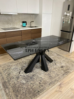 Кухонный раздвижной стол "Спайдер", чёрный мрамор