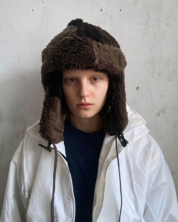 Шапка-ушанка Fuzzz Patchwork Flaps Темно-Коричневая - фото 1