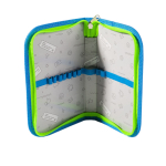 Пенал 1 отделение 1 откидная планка Alingar, лам. картон, молния, 200 х 130 х 20 мм, "Клякса", синий (зеленая клякса монстрик)