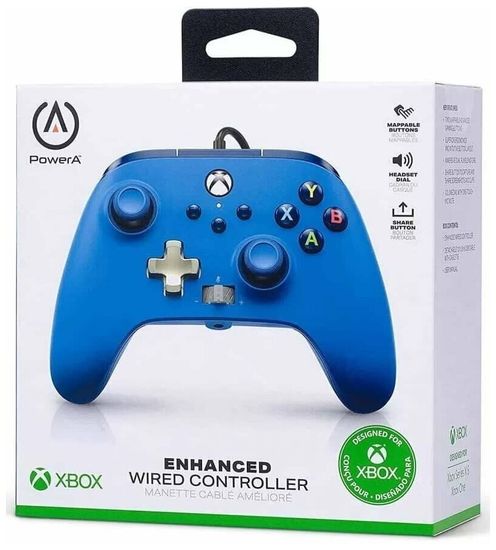 Геймпад проводной PowerA "Blue" (Синий) Enhanced Wired Controller for Xbox Series X/S (1518811-02) (Xbox One/Series X/S/PC)