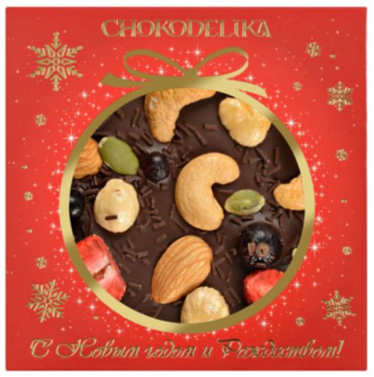 Шоколад темный "КЛУБНИКА, миндаль, фундук" 75 гр