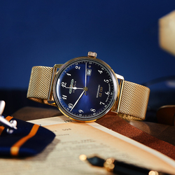 ZEPPELIN Hindenburg Collection Quartz Movement Men"s Watches Watch Blue Dial Stainless Steel Case Steel Strap