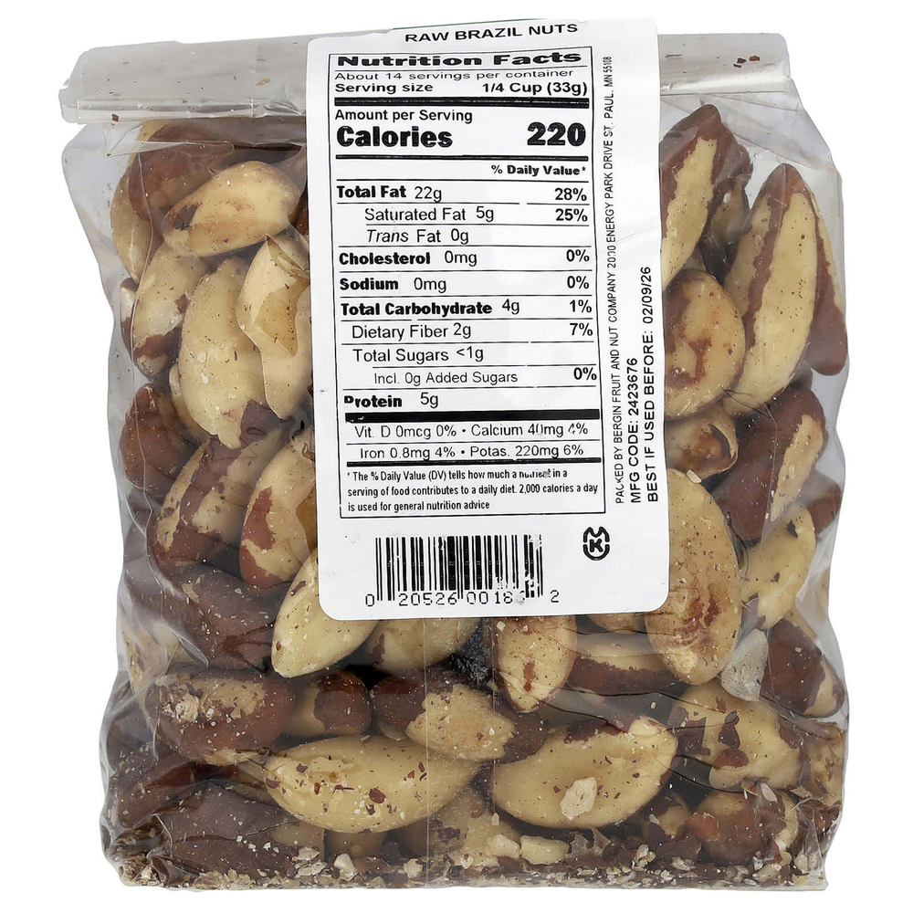 Bergin Fruit and Nut Company, Сырые цельные бразильские орехи, 16 унций