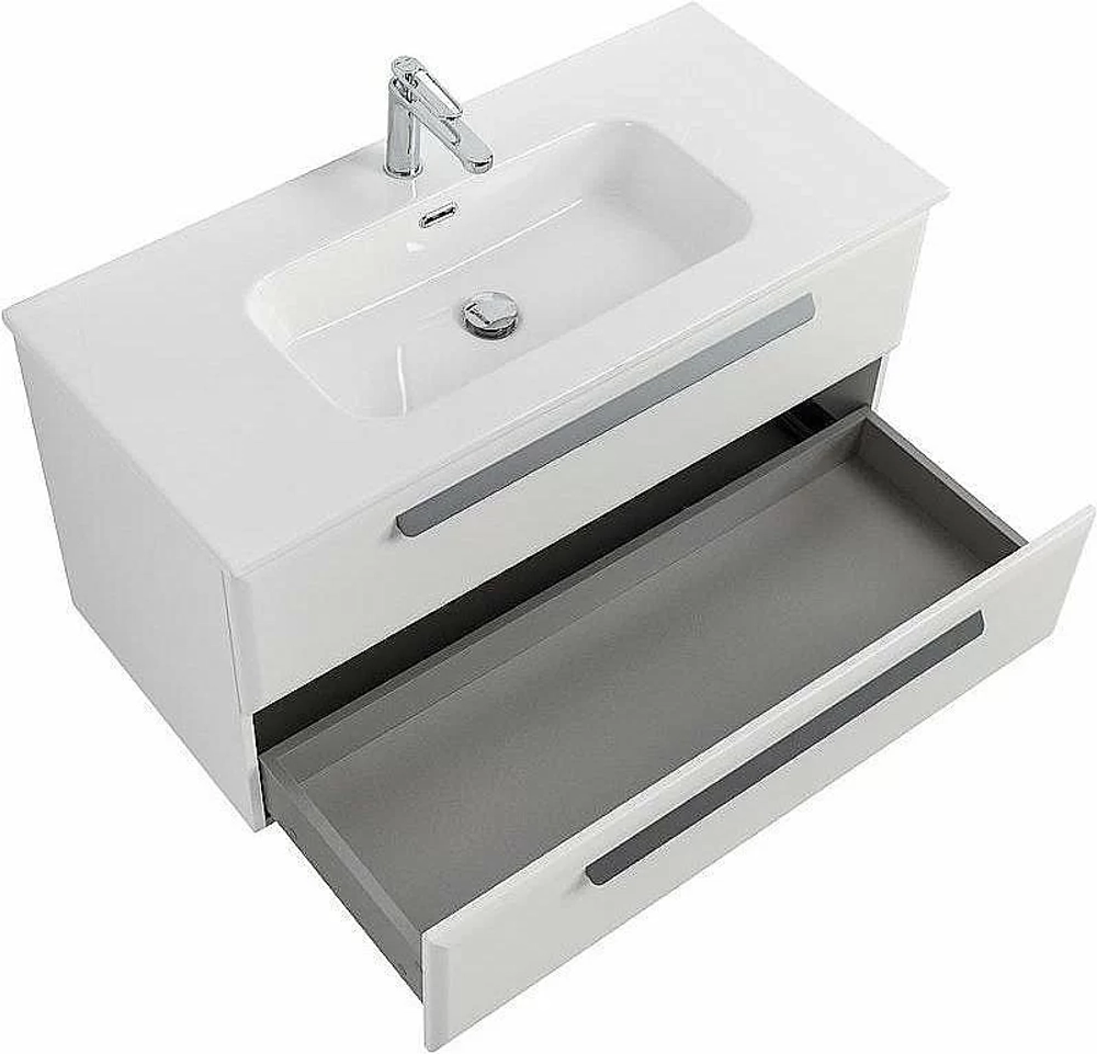 Тумба с раковиной Cezares ECO-CER-N 100 ECO-CER-N-1000-2C-SO-BO белая матовая