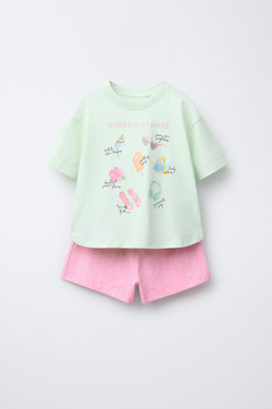 ZARA ПИЖАМА С ПРИНТОМ, ОРАНЖЕВЫЙ